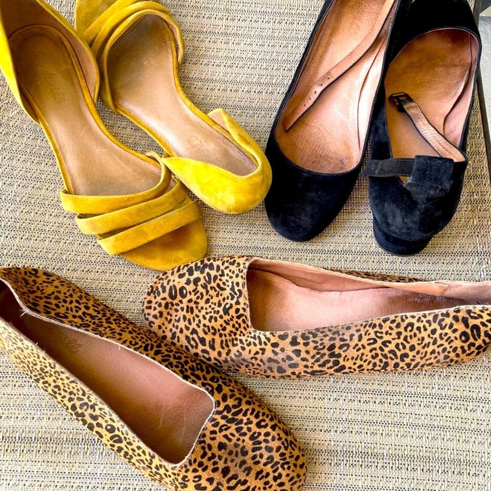 Madewell Shoe Bundle Size 9 Inez Heels Cory Flat Leila Sandals Leather
